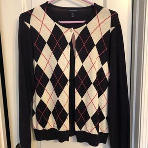 Lands End Argyle Cardigan Sweater! Like new!